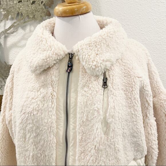 NWT Anthropologie Skye Sherpa Fleece Teddy Jacket Creme Ivory Large - Picture 4 of 10